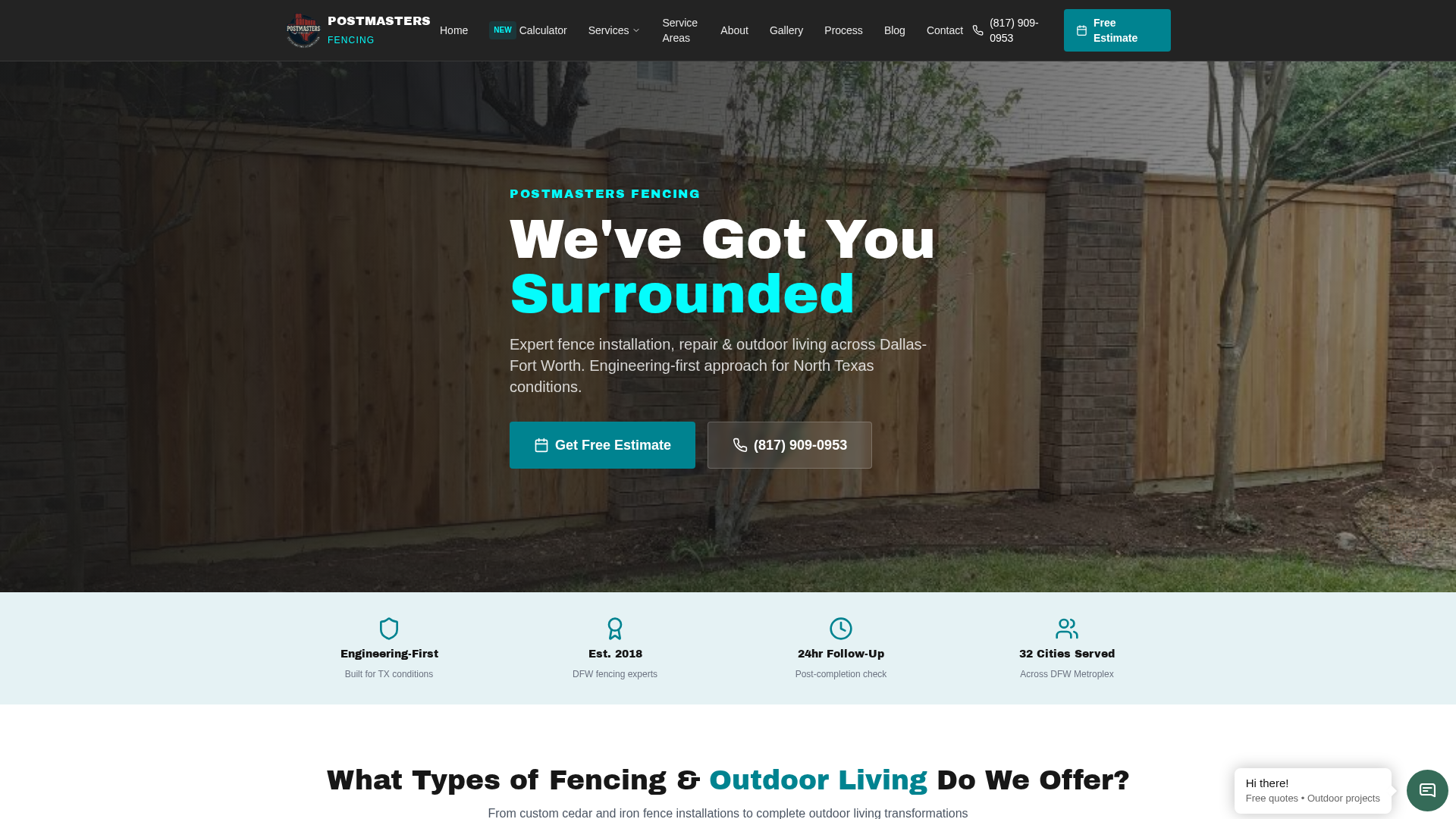 Live demo preview of Postmasters Fencing — a fully functional fencing website built by Contractor Website Pros