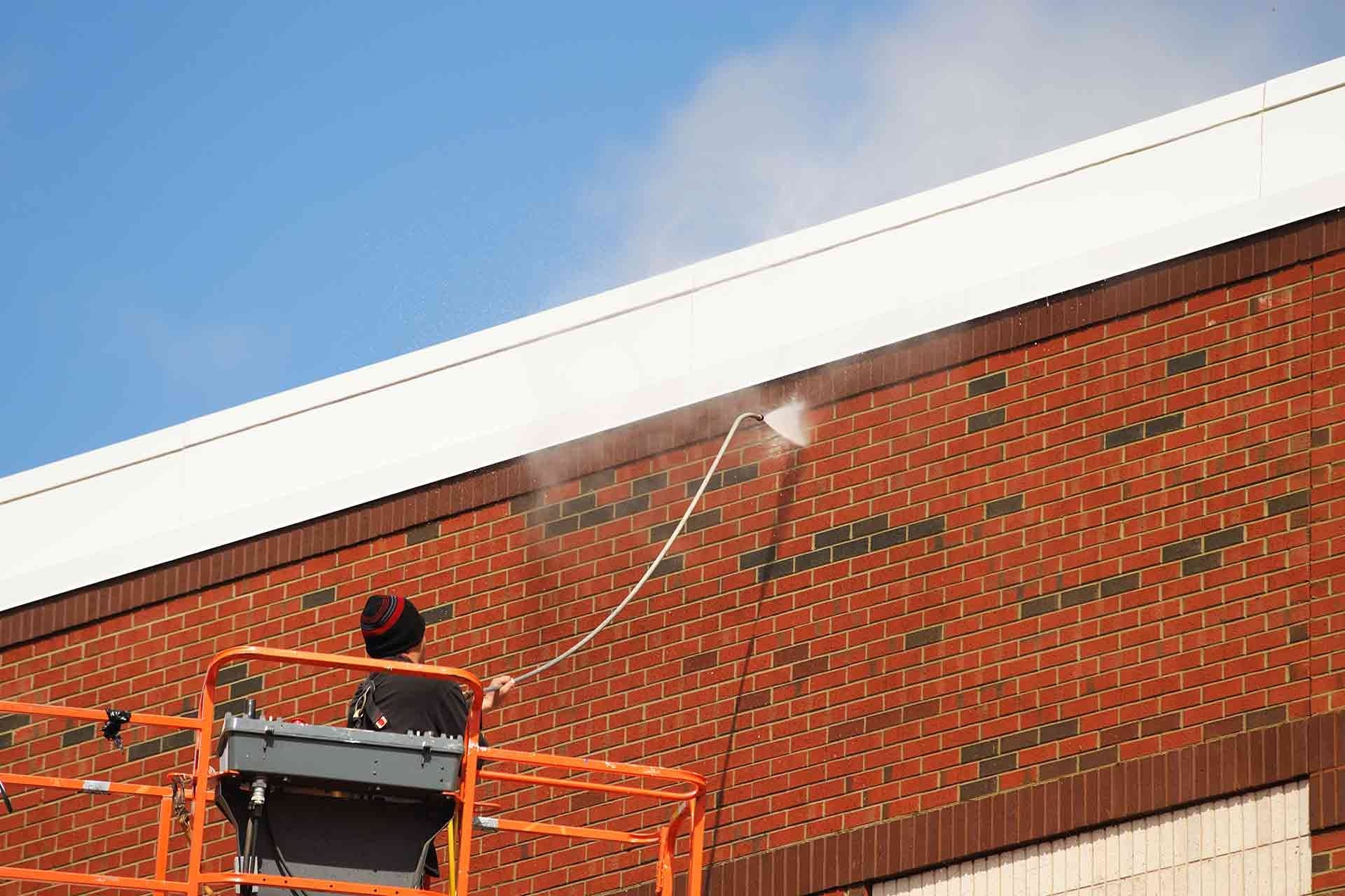 Power washing brick walls
