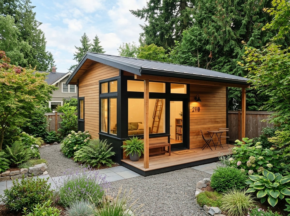 Charming modern ADU cottage in backyard setting