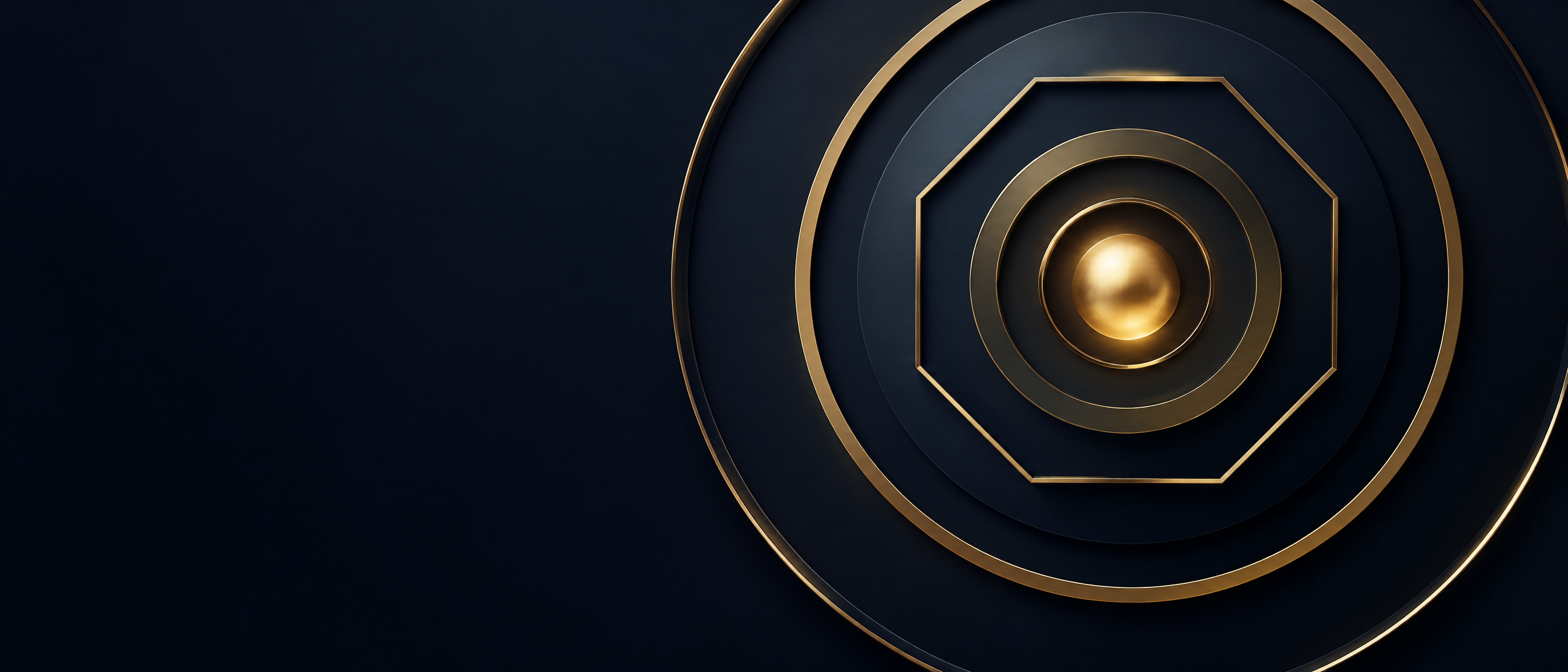 Abstract navy and gold concentric rings representing confidentiality and trade secret protection for GCCs