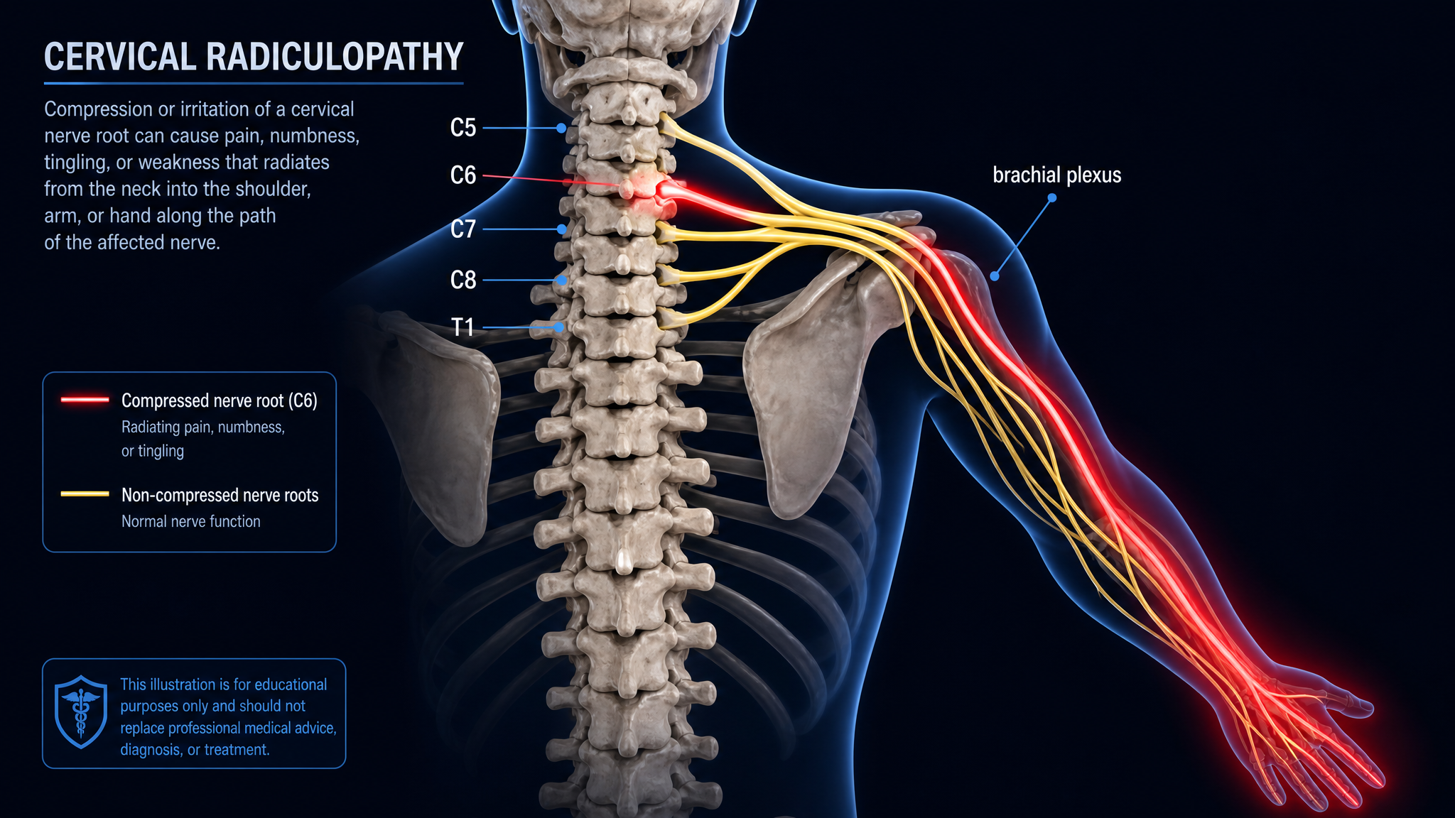 Posterior view of cervical nerve roots and brachial plexus
