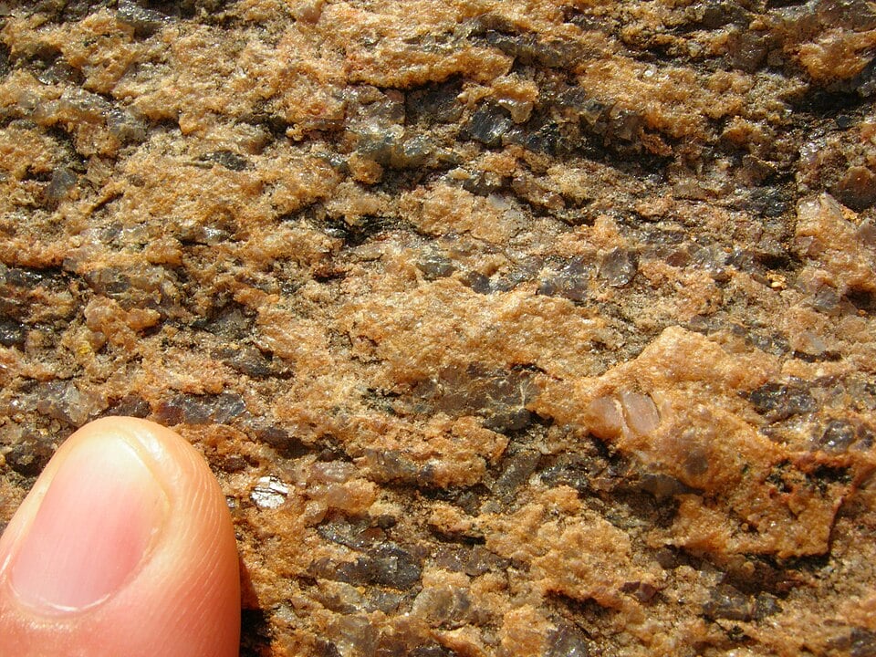 Polished speckled granite slab
