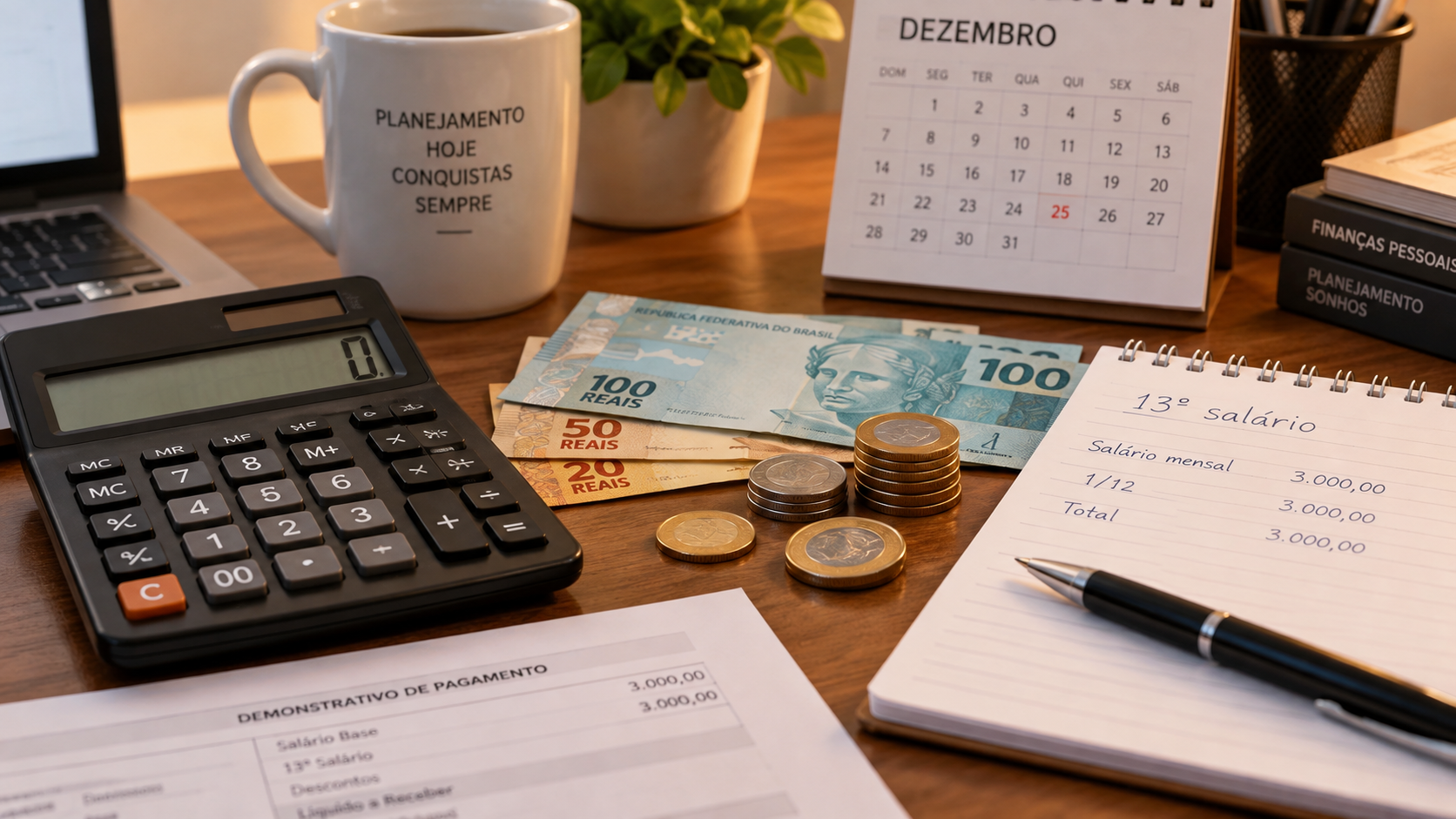 Como calcular o 13º salário em 2026 (passo a passo, com os descontos)