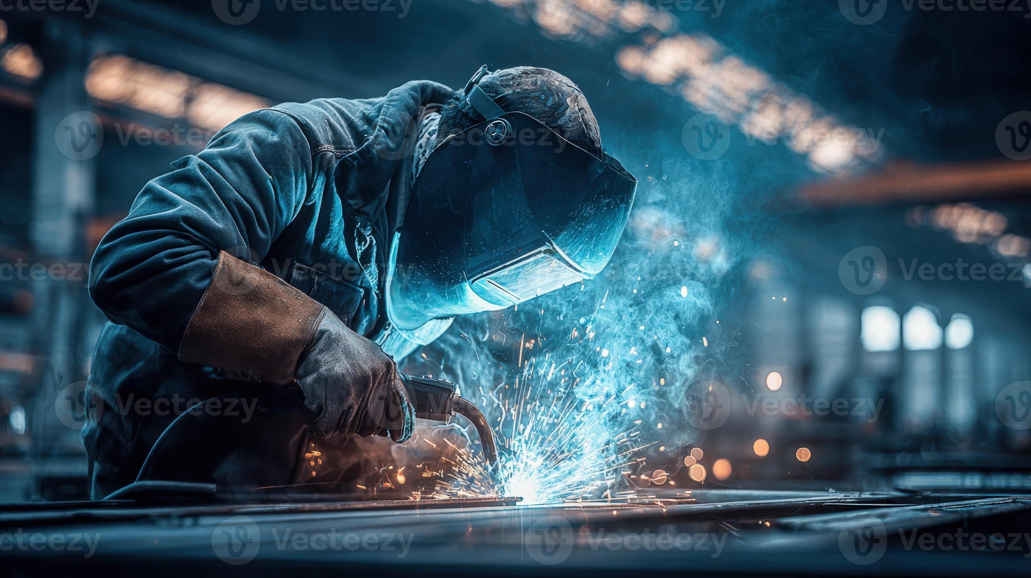 Industrial welding sparks