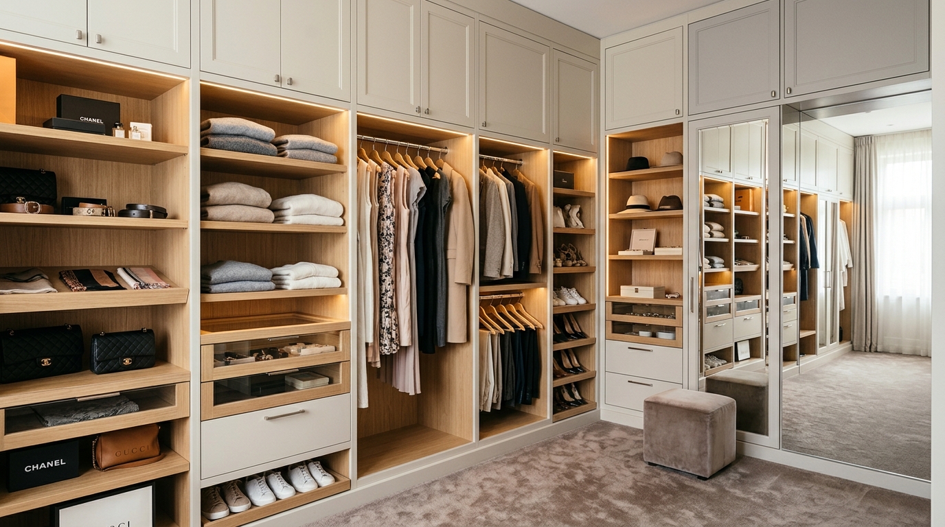 Elegant modern custom walk-in closet