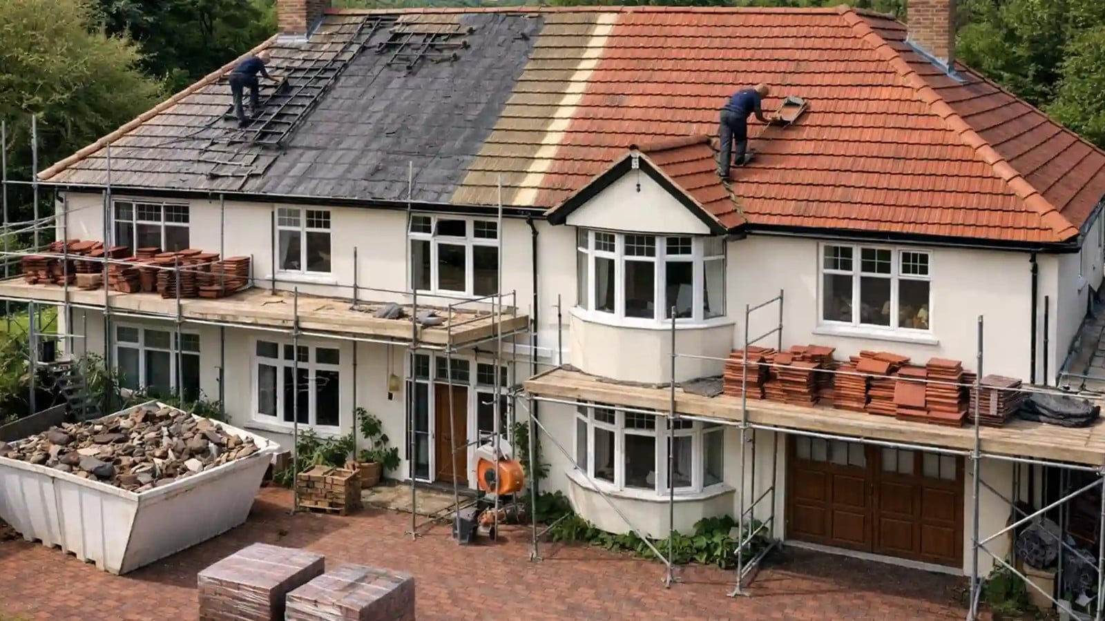 Full re-roof on semi-detached property