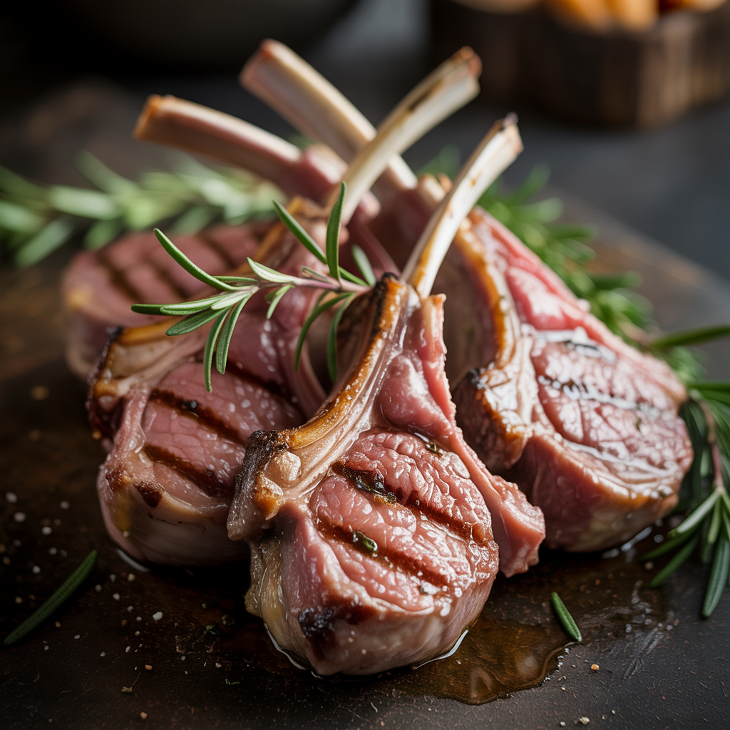 Herb-crusted grilled lamb chops with Mediterranean spices served at Carnys restaurant