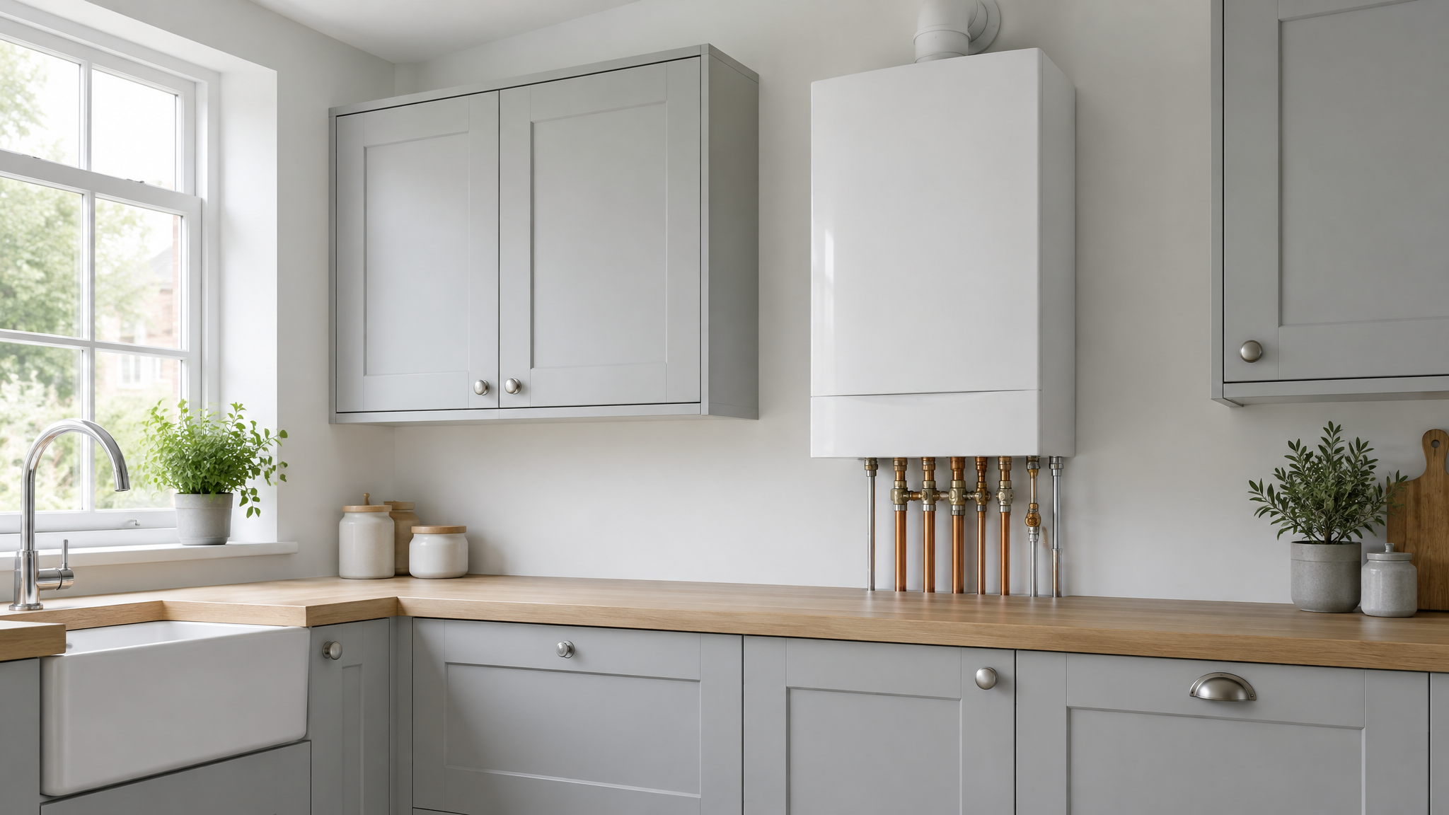 Professional boiler installation in a modern UK home