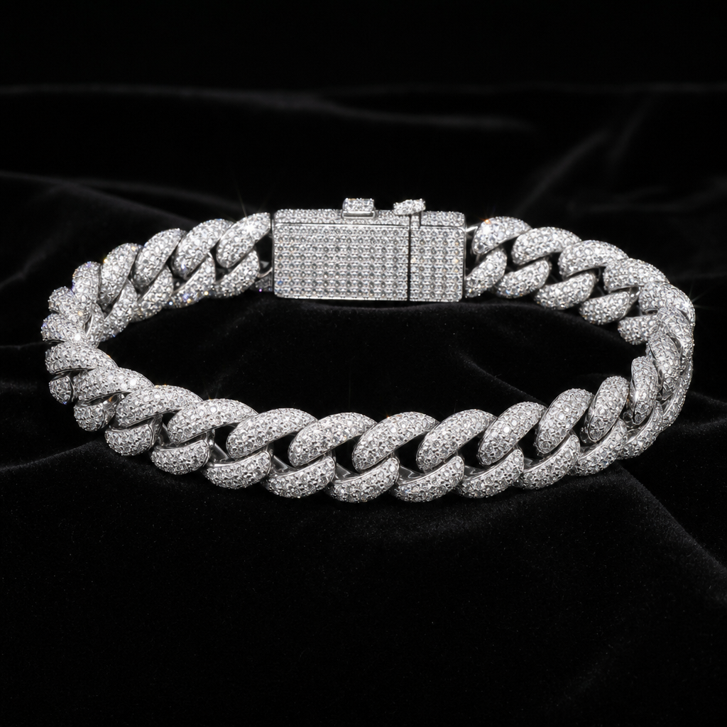 Iced-Out Diamond Cuban Link Bracelet