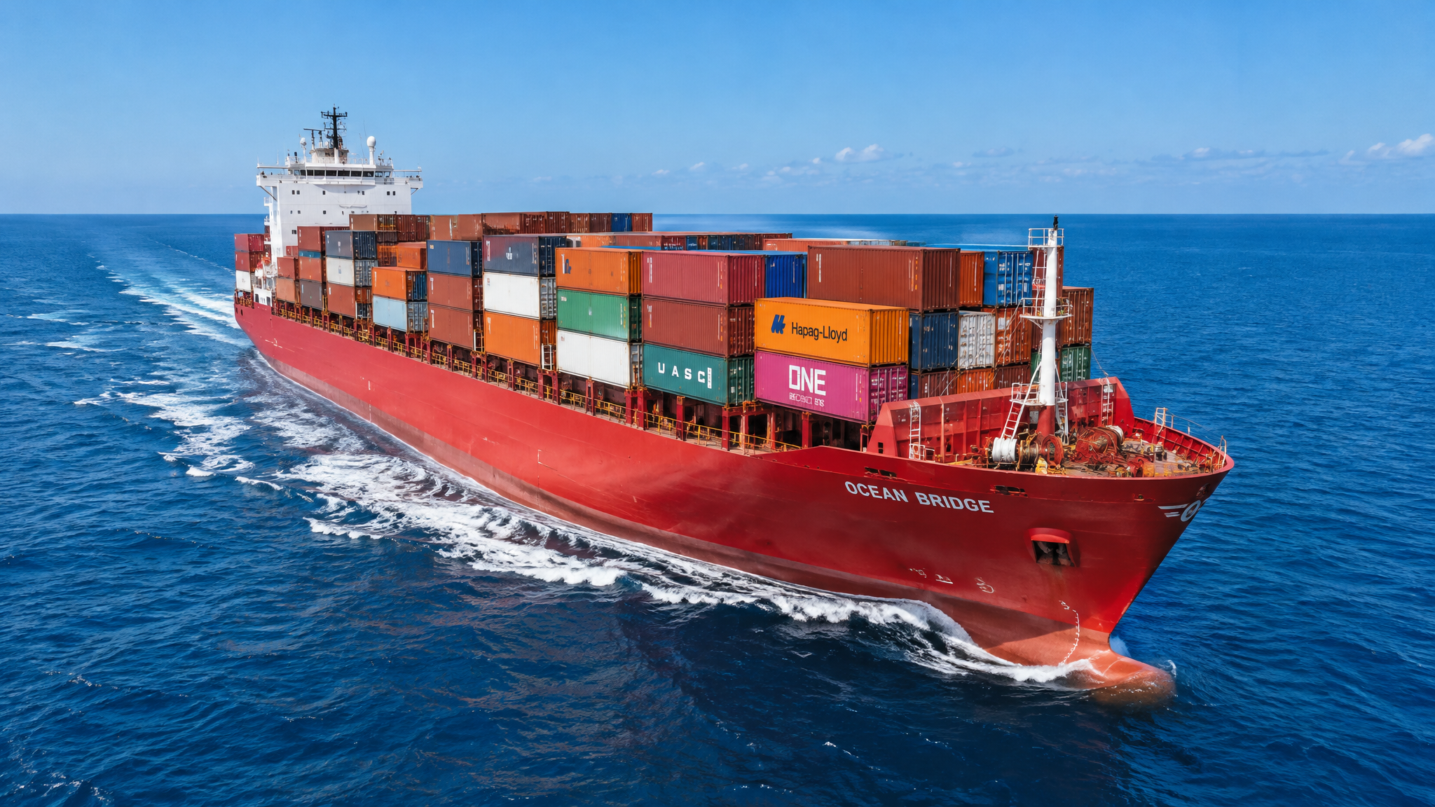 Cargo ship at sea