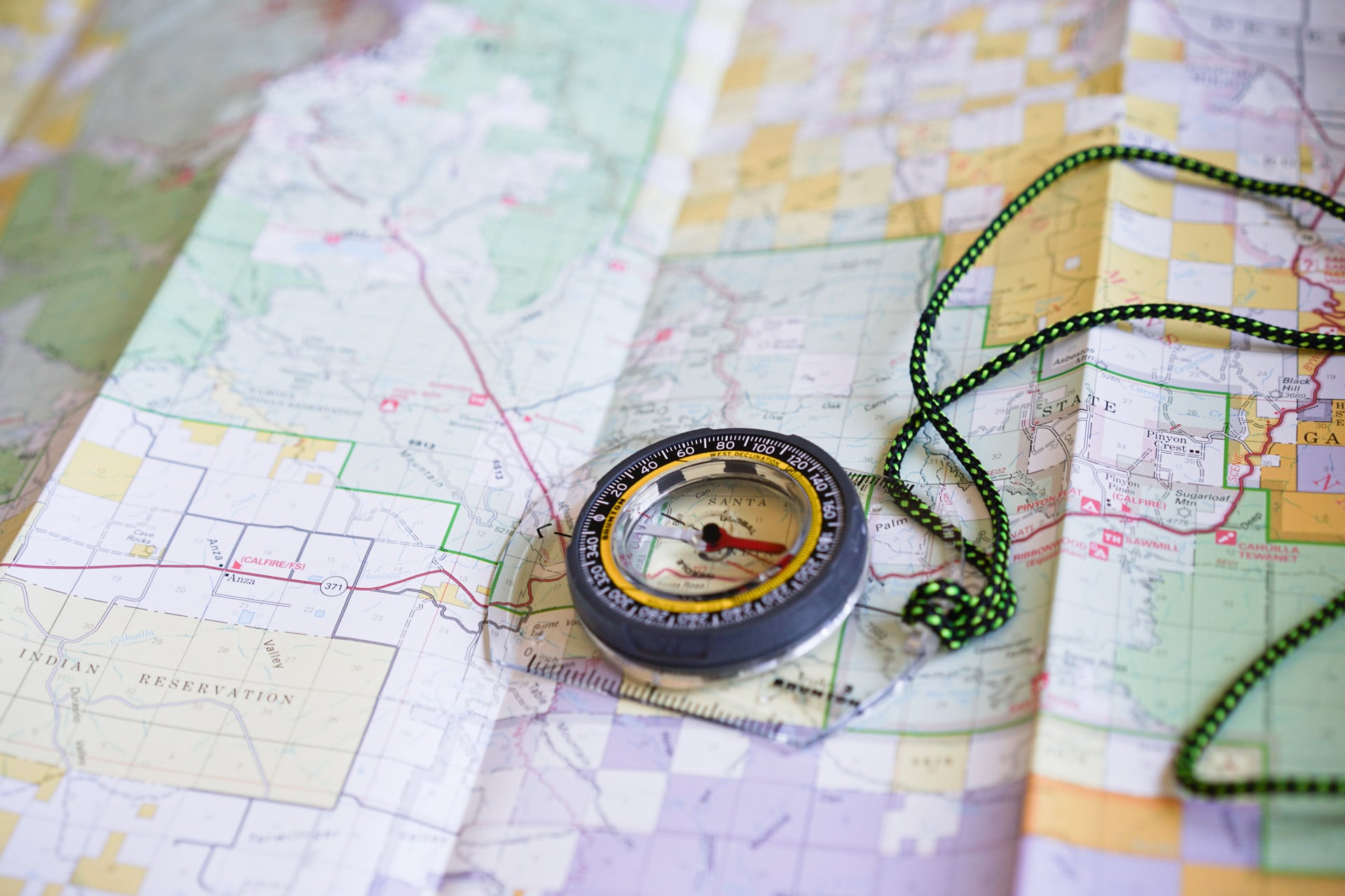 Map and compass for overlanding trip planning