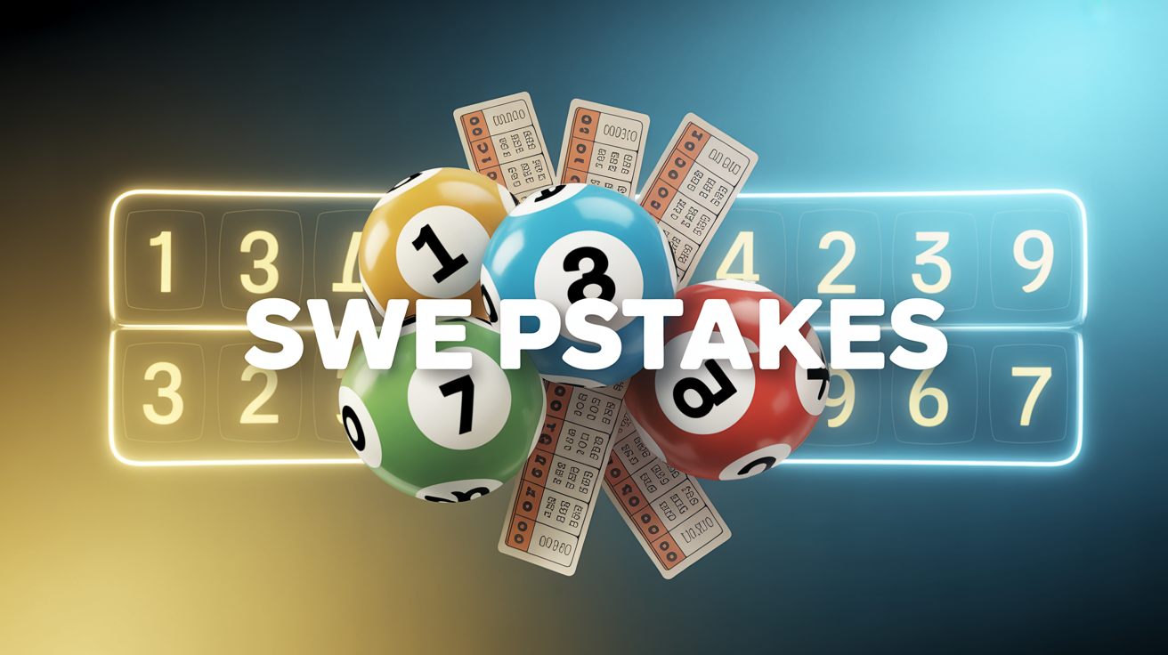 Professional Sweepstakes Lottery - Golden Lottery Balls and Tickets