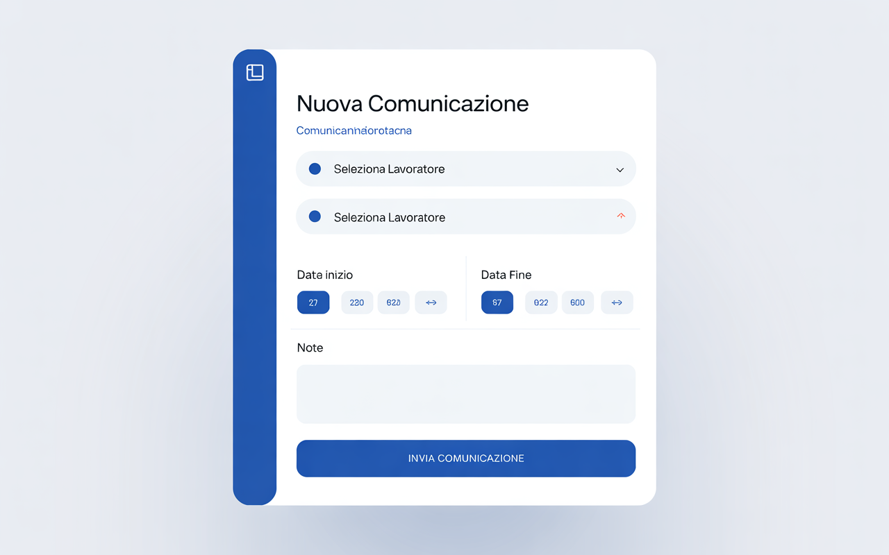 Interfaccia invio comunicazione intermittente — selezione lavoratori e giorni