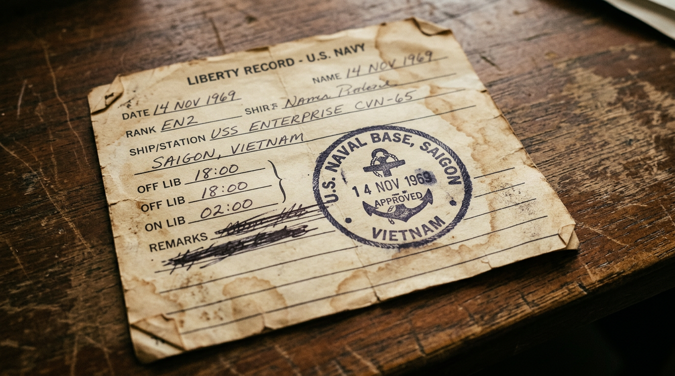 Records of liberty, docking, or small-boat details