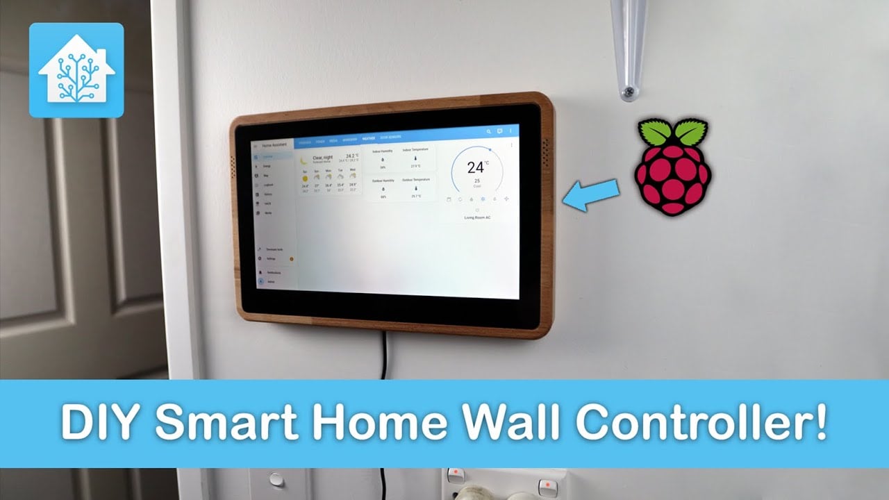 Smart home automation touchscreen control panel on wall