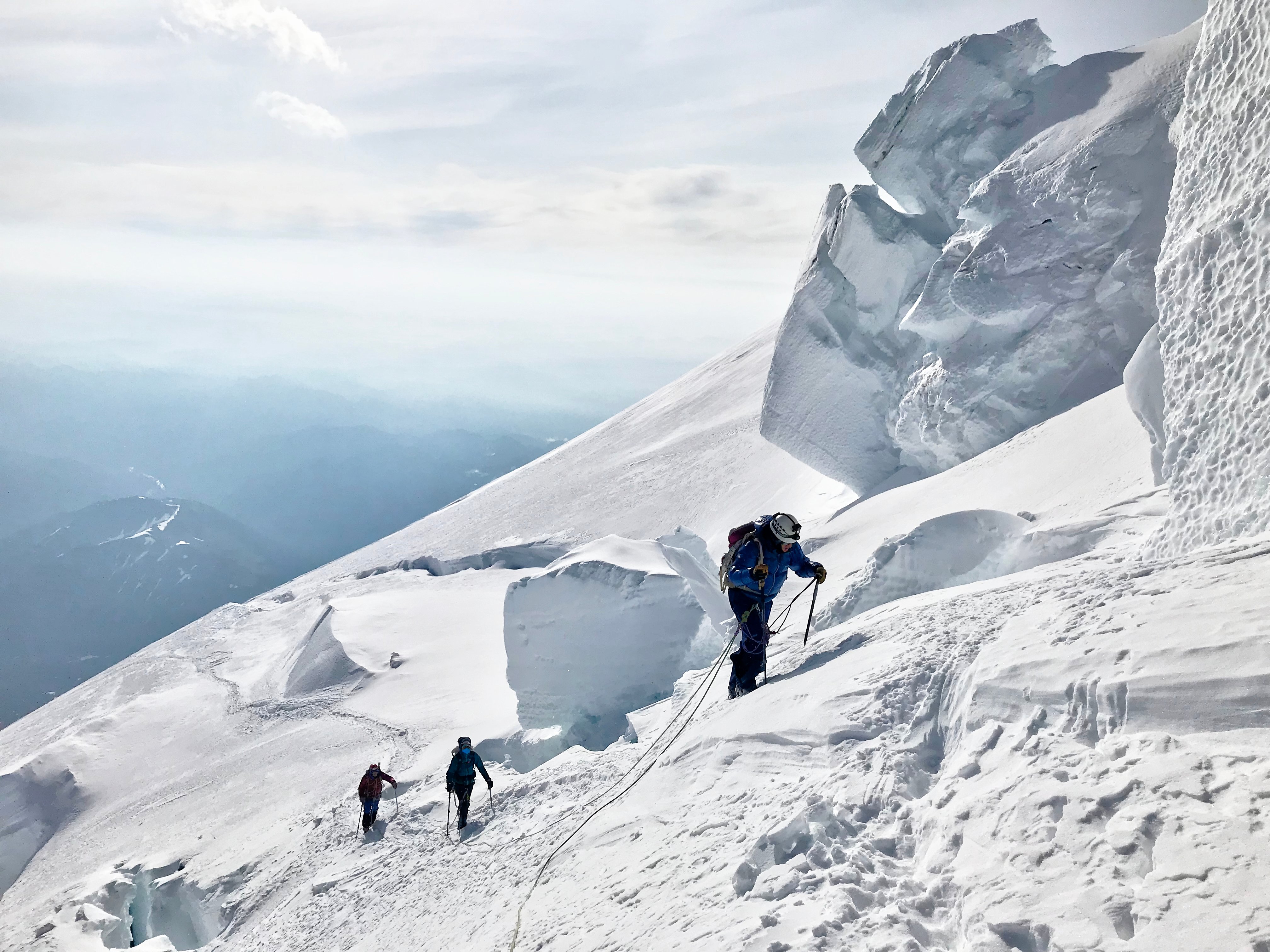 Climbing Mount Rainier with a mountaineering team