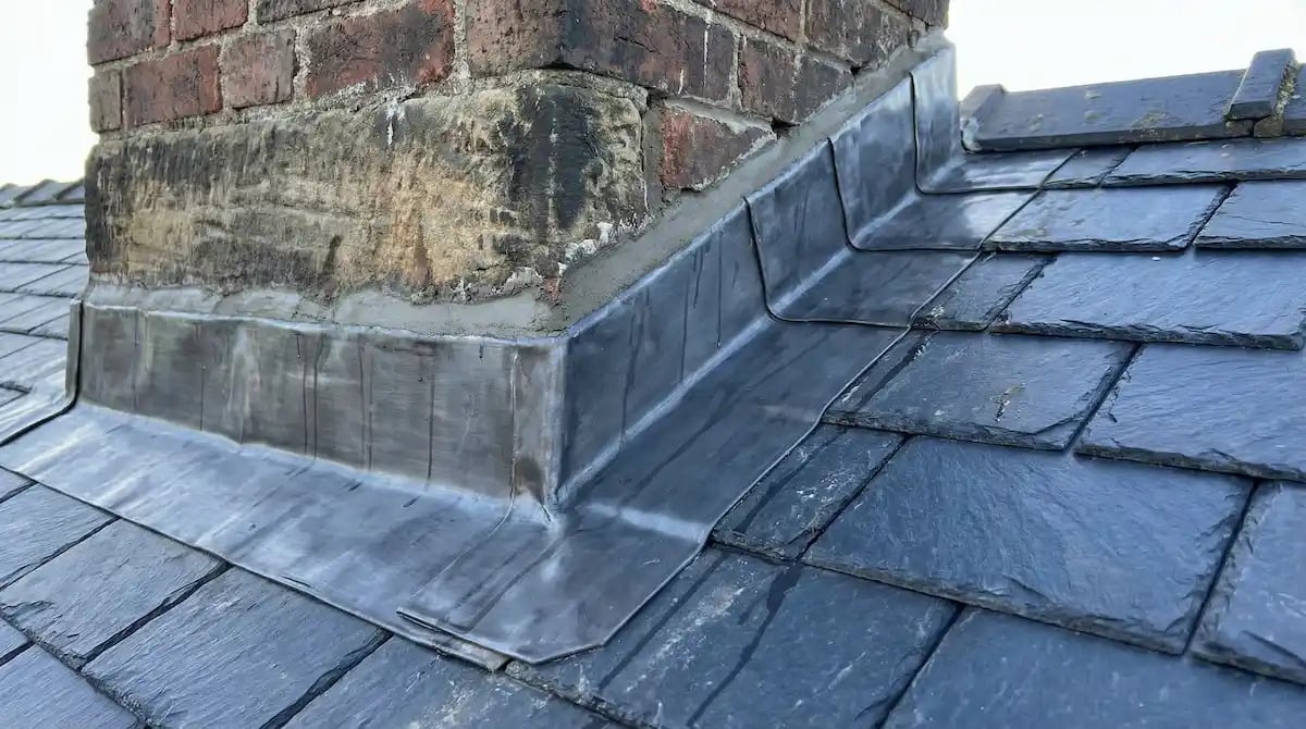 Chimney with new lead flashing