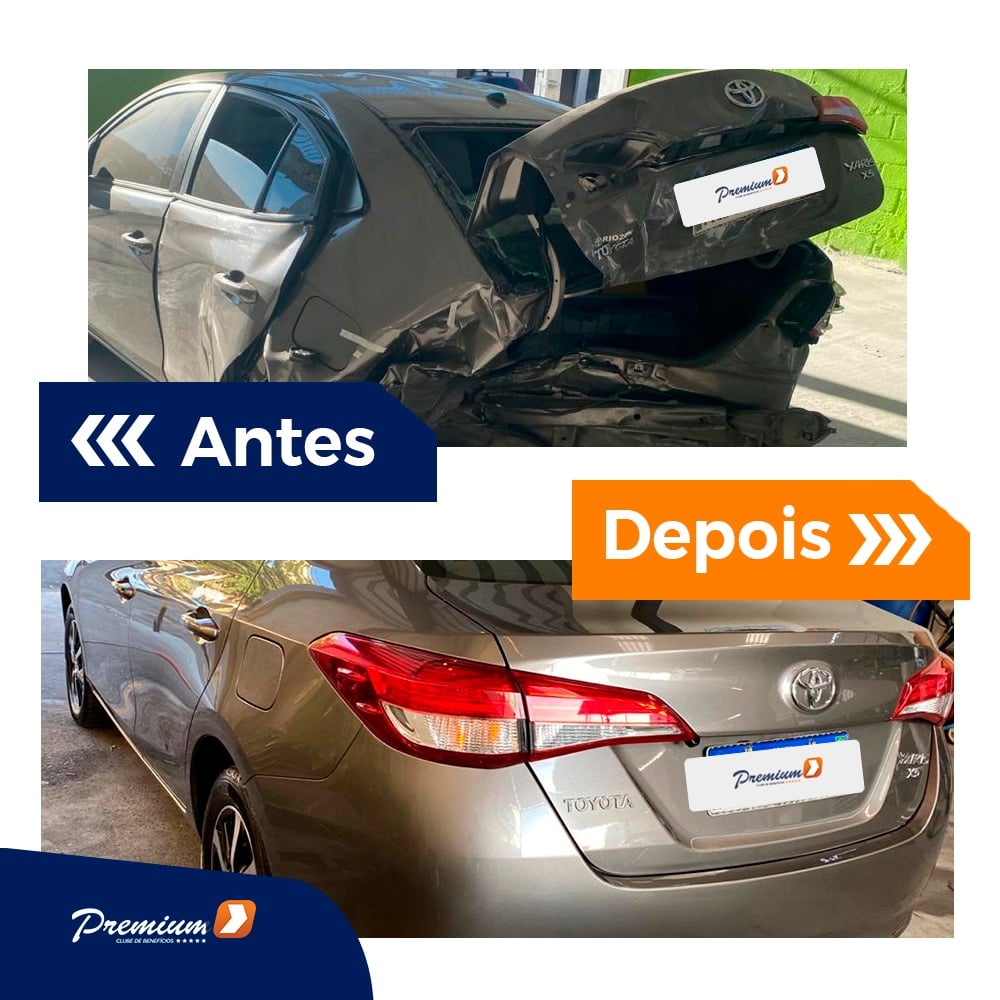 Antes e depois de reparo Premium Clube 2