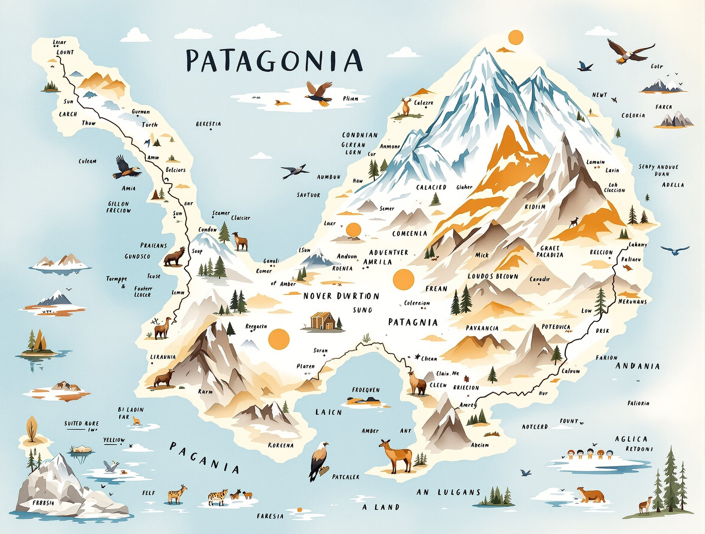 Mapa Ilustrado Patagonia
