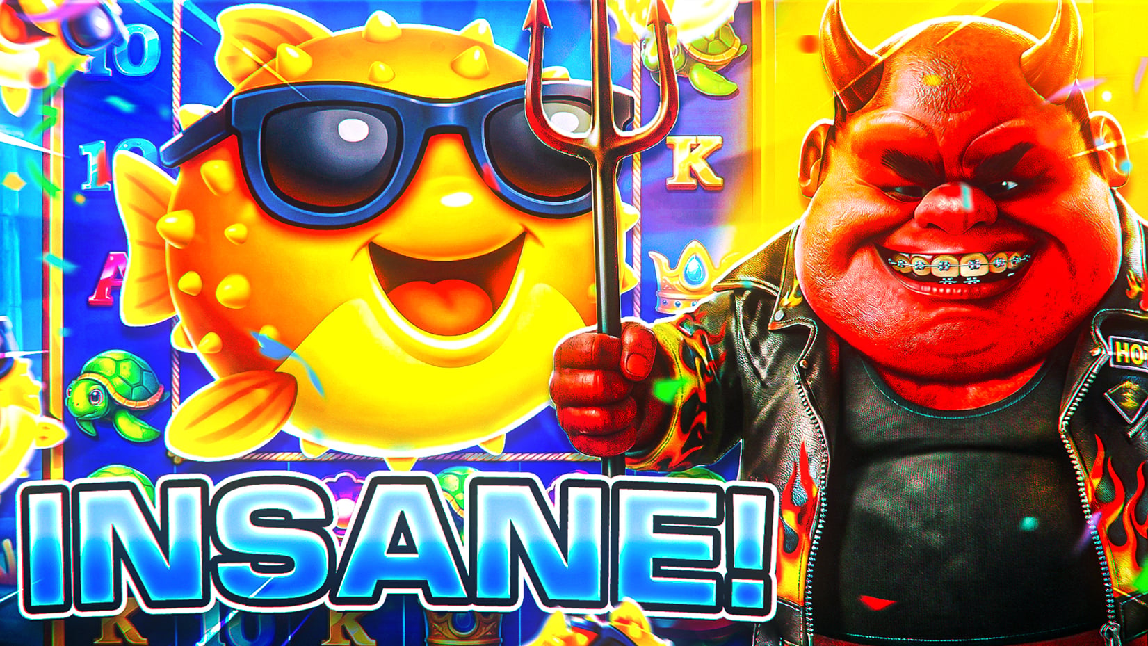 Big win thumbnail with pufferfish and devil