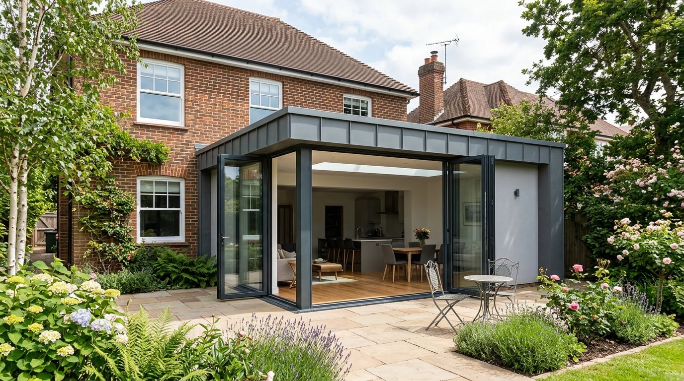 Modern flat roof extension on UK residential property