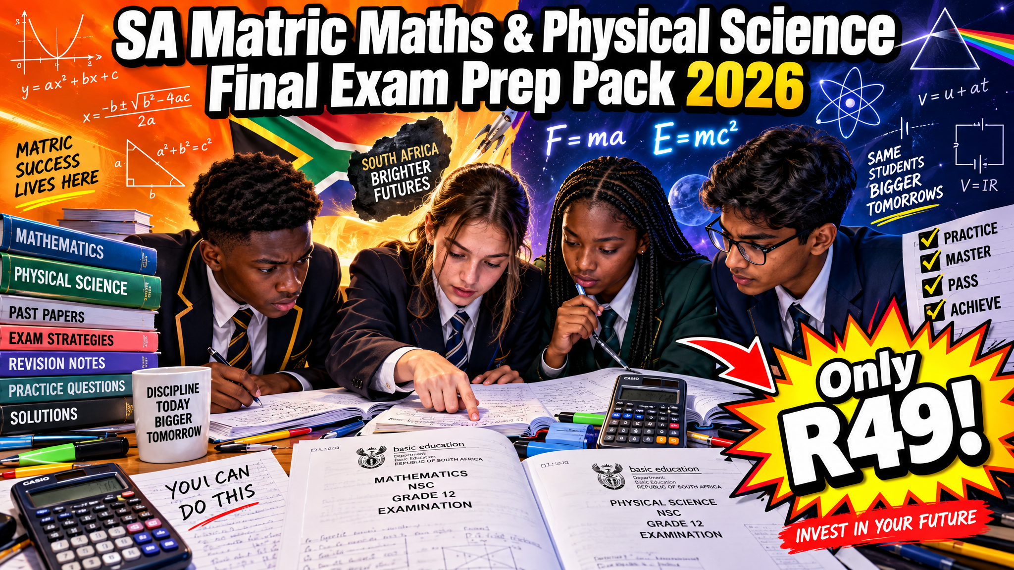 SA Matric Maths & Physical Science Final Exam Prep Pack 2026