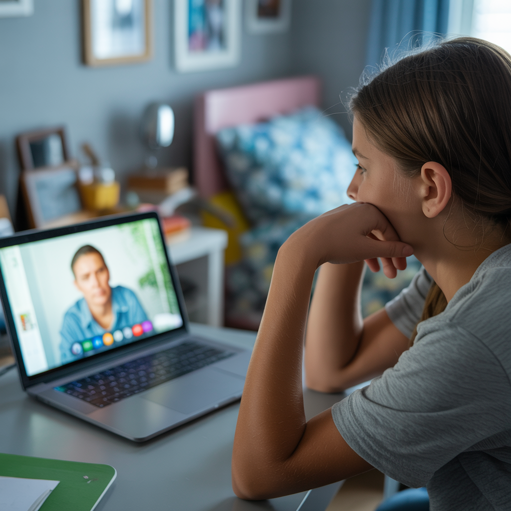 Online therapy session / Sesión de terapia en línea