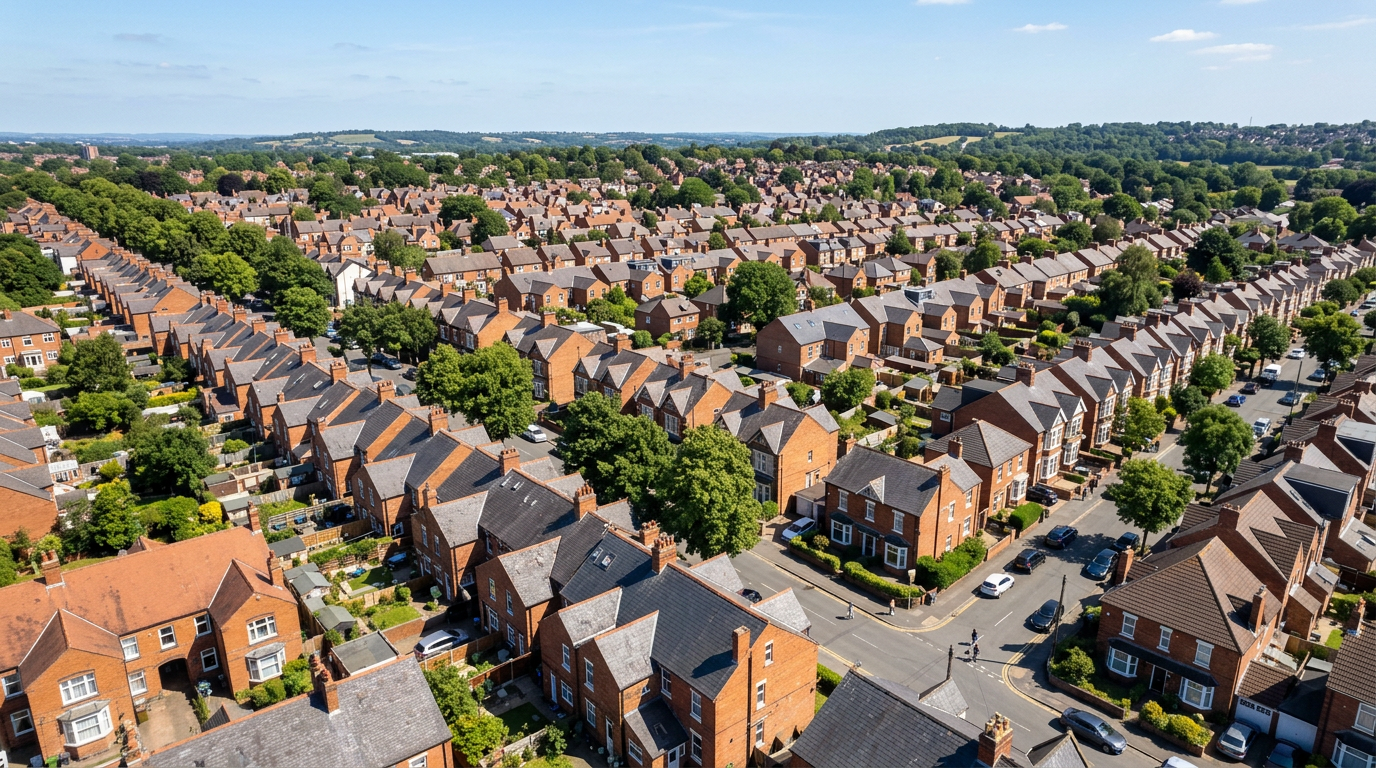 Nottingham residential neighbourhood rooftops