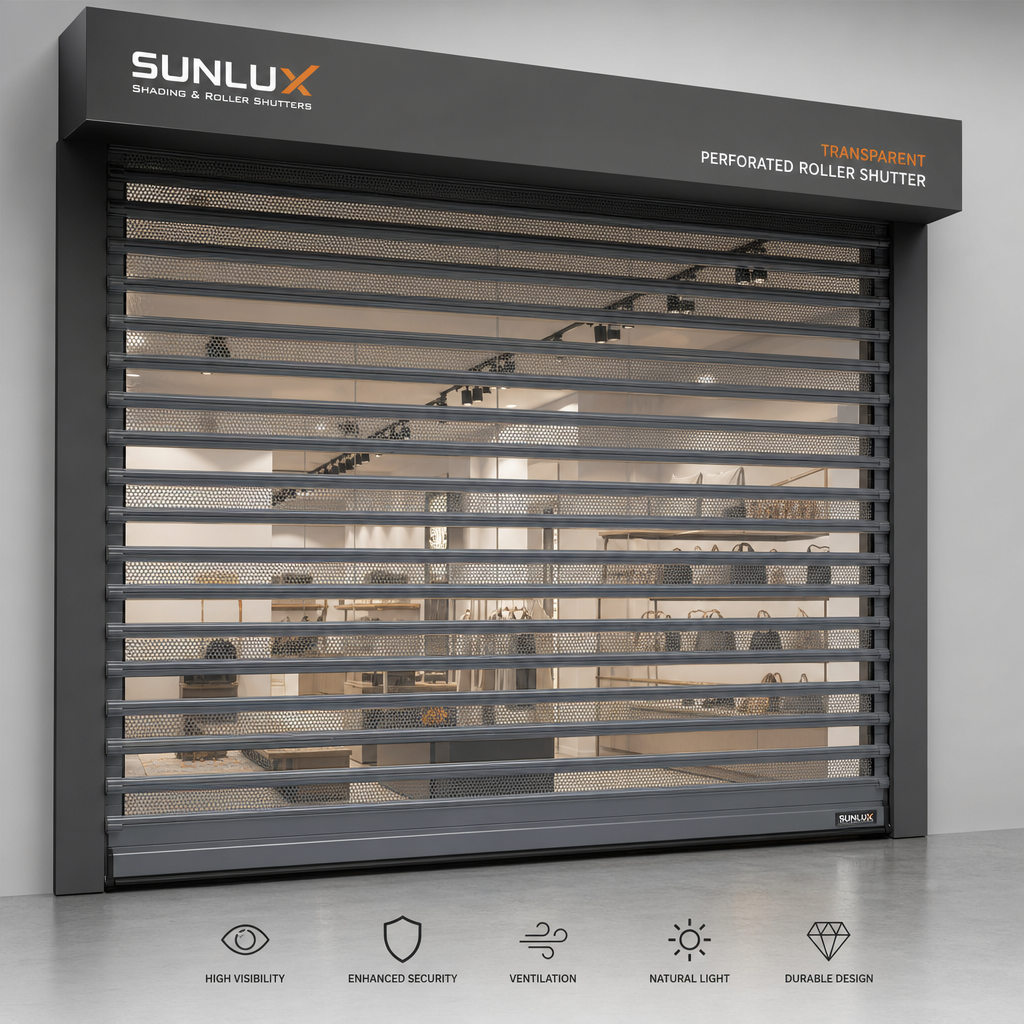 Roller Shutters — Sunlux® Transparent / Perforated Roller Shutter by Blind Solutions®