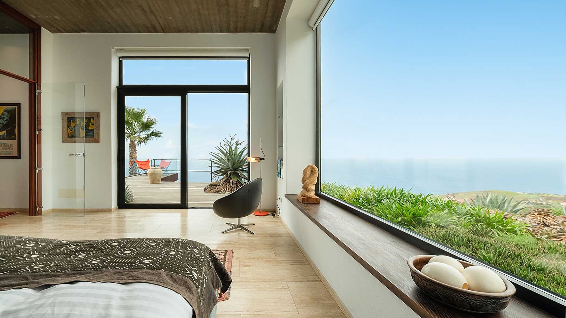 Outdoor terrace seating with mountain views