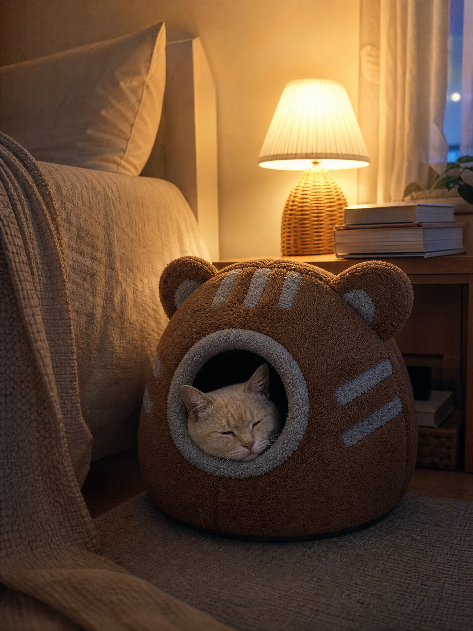 Cat peeking from Den Nest — customer photo