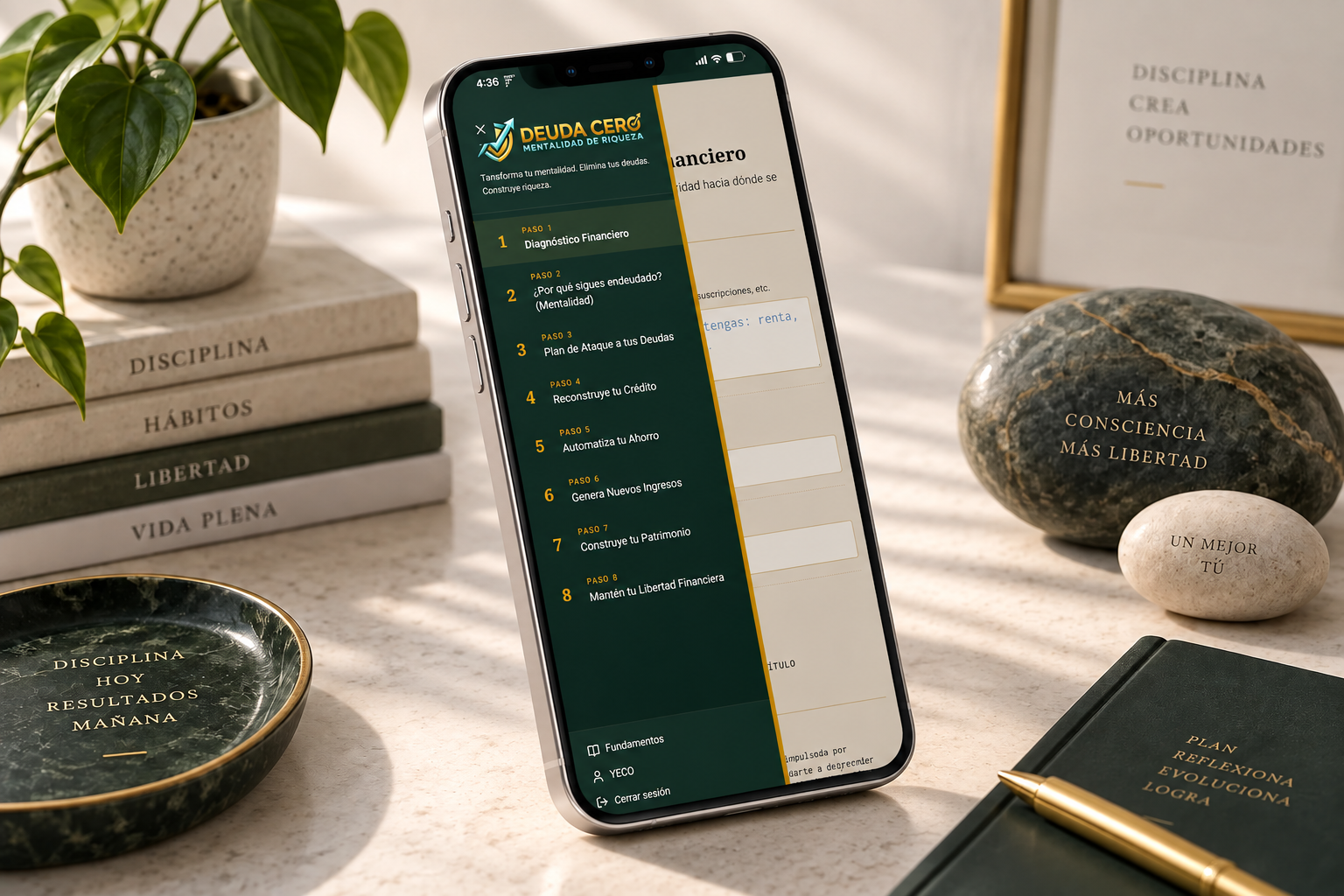Mini-App Mentalidad de Riqueza dentro de Deuda Cero