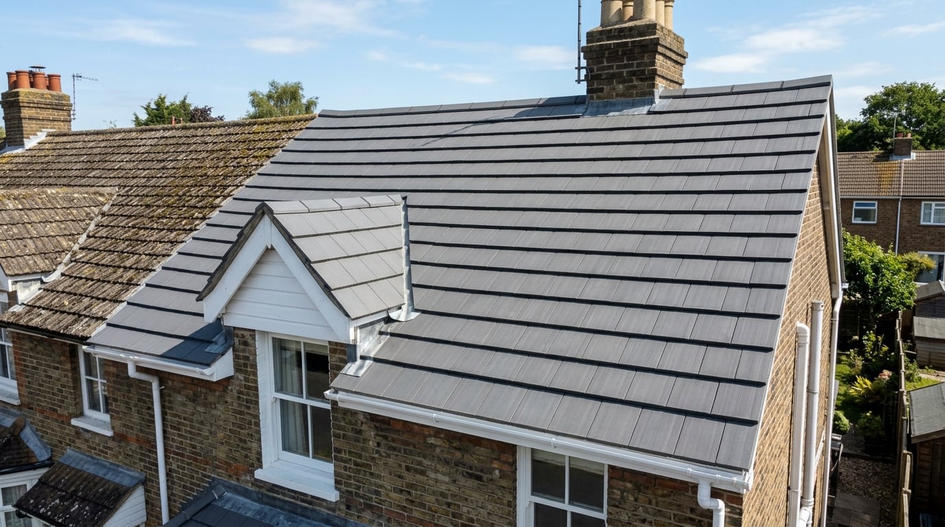 Moss-free roof tiles after professional treatment