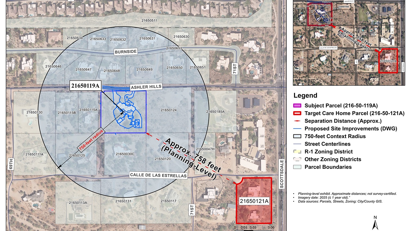 Aerial view of land parcels and cadastral boundaries