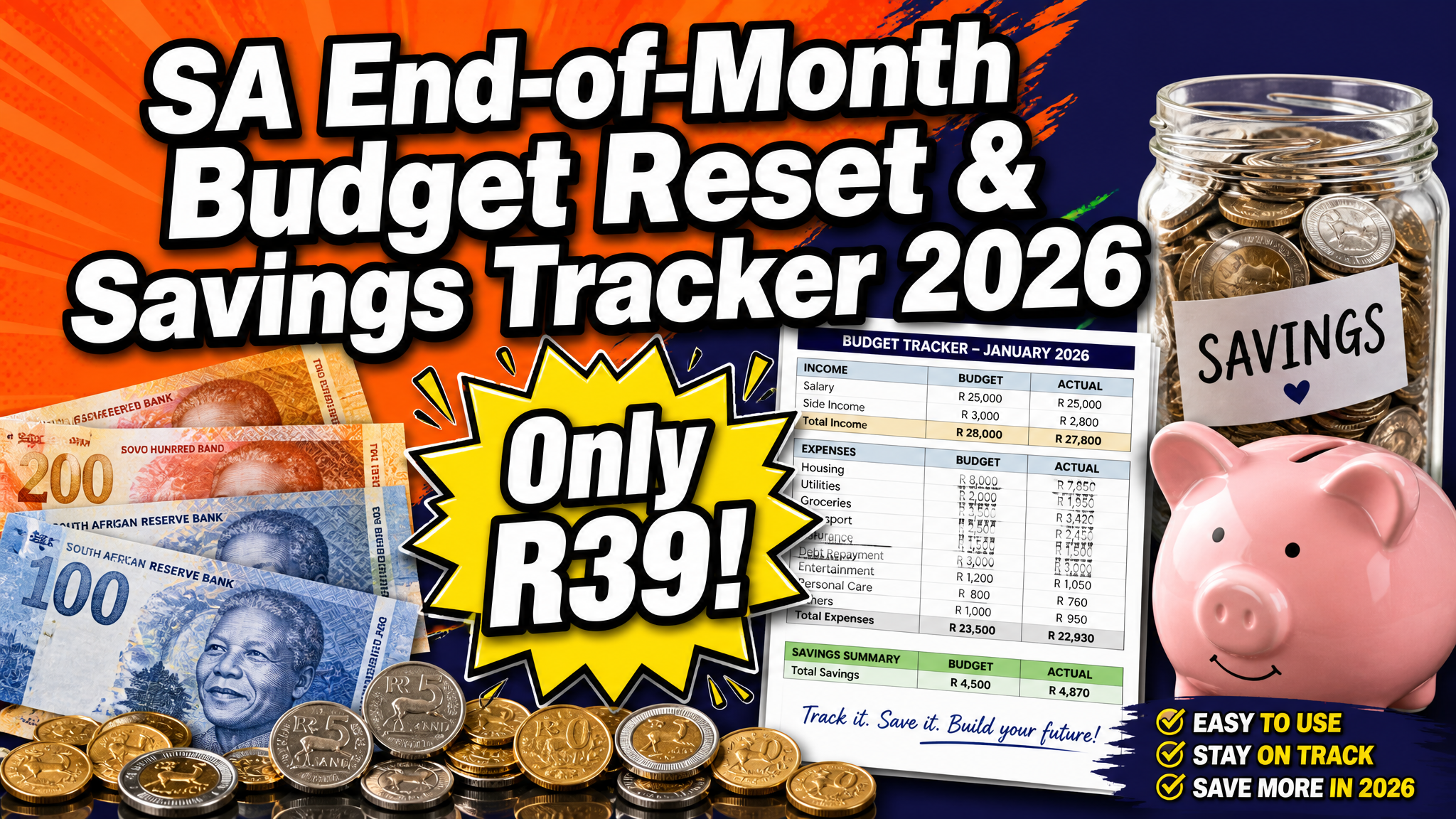 SA End-of-Month Budget Reset & Savings Tracker 2026
