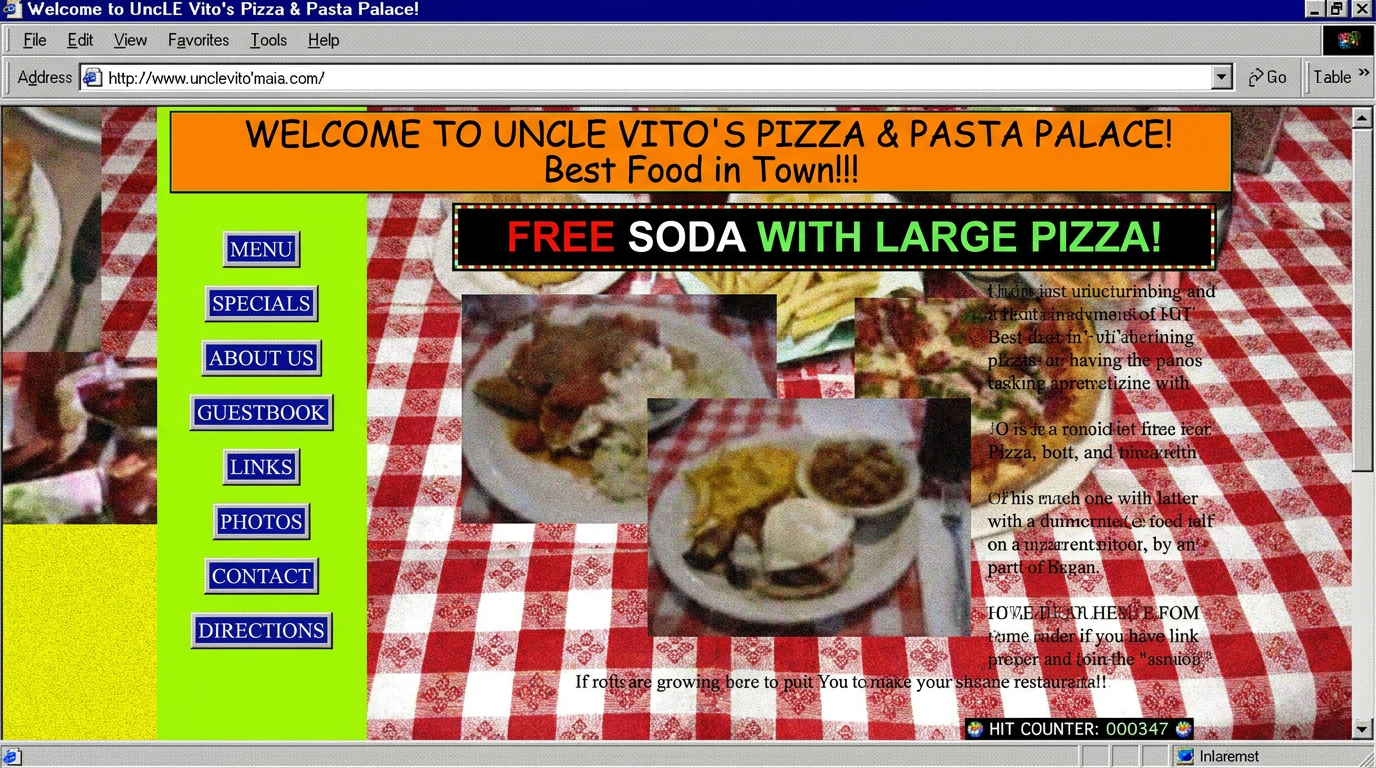 Website before redesign - outdated cluttered design