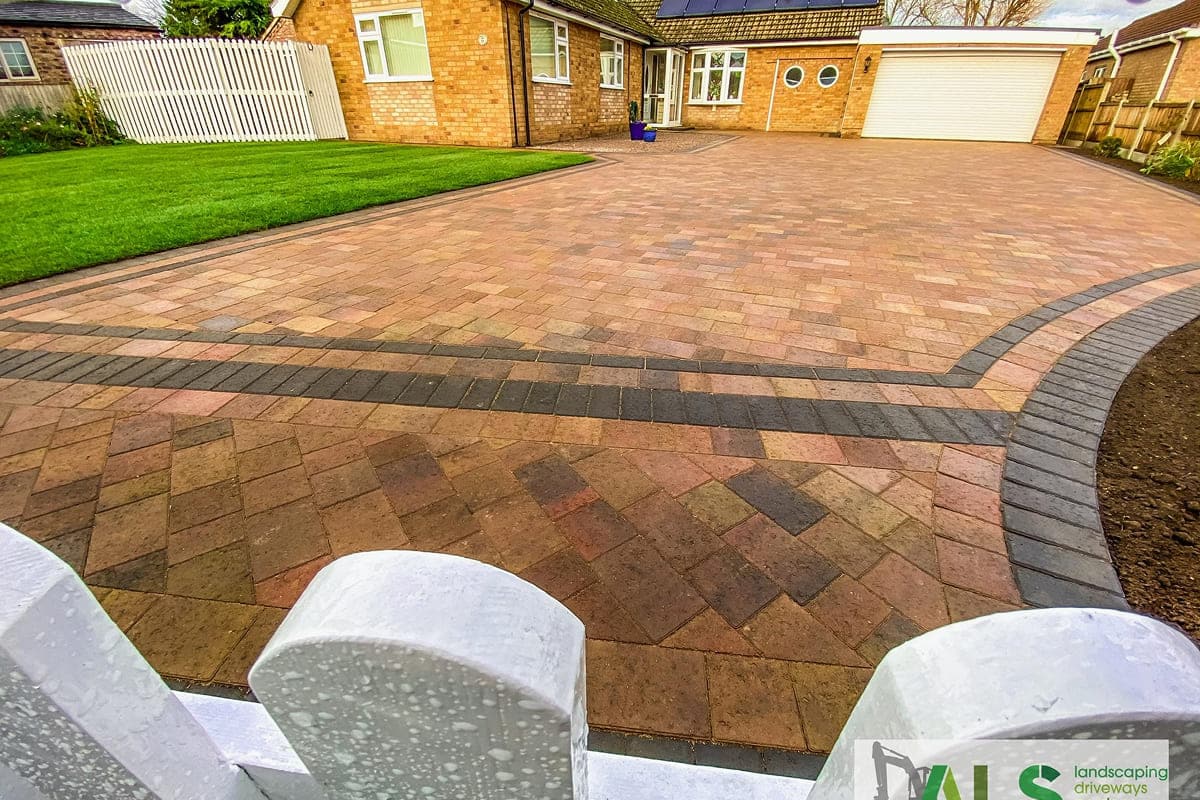Professional block paving with decorative edging