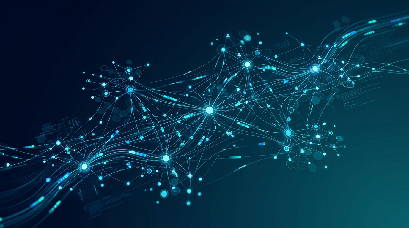 Abstract digital network representing intelligent connected business platforms