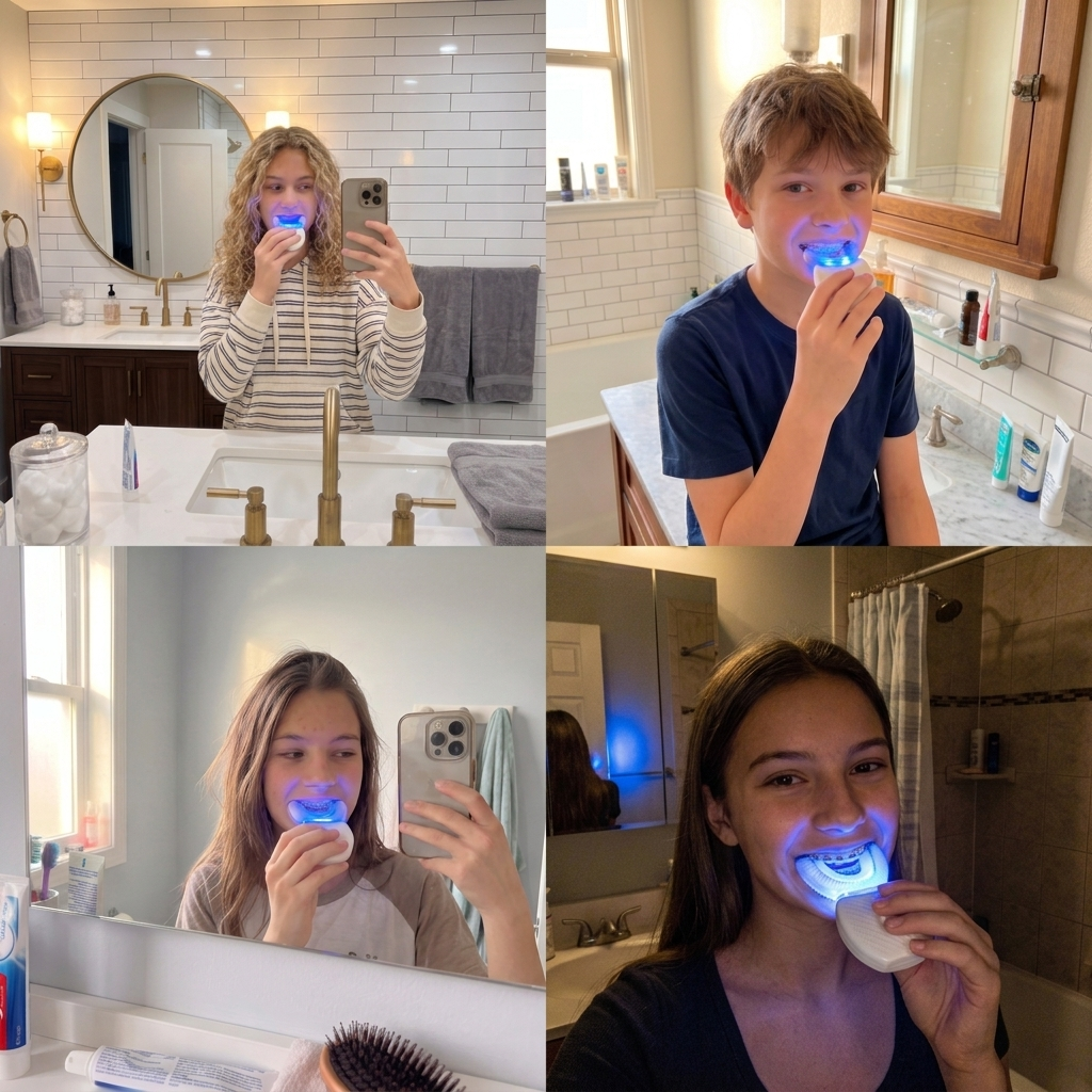 Kids using Bellarè OrthoShield in their nightly routine