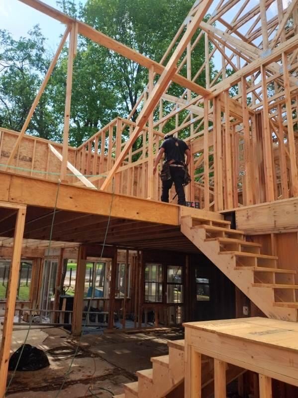 DUFF CO crew framing a two-story custom home in Rogersville, Missouri