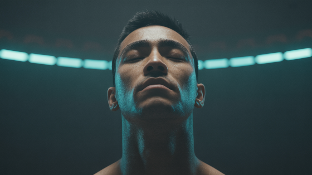 Athlete in deep focus and mental preparation