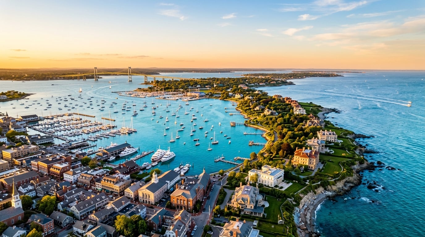 Rhode Island coastline aerial view