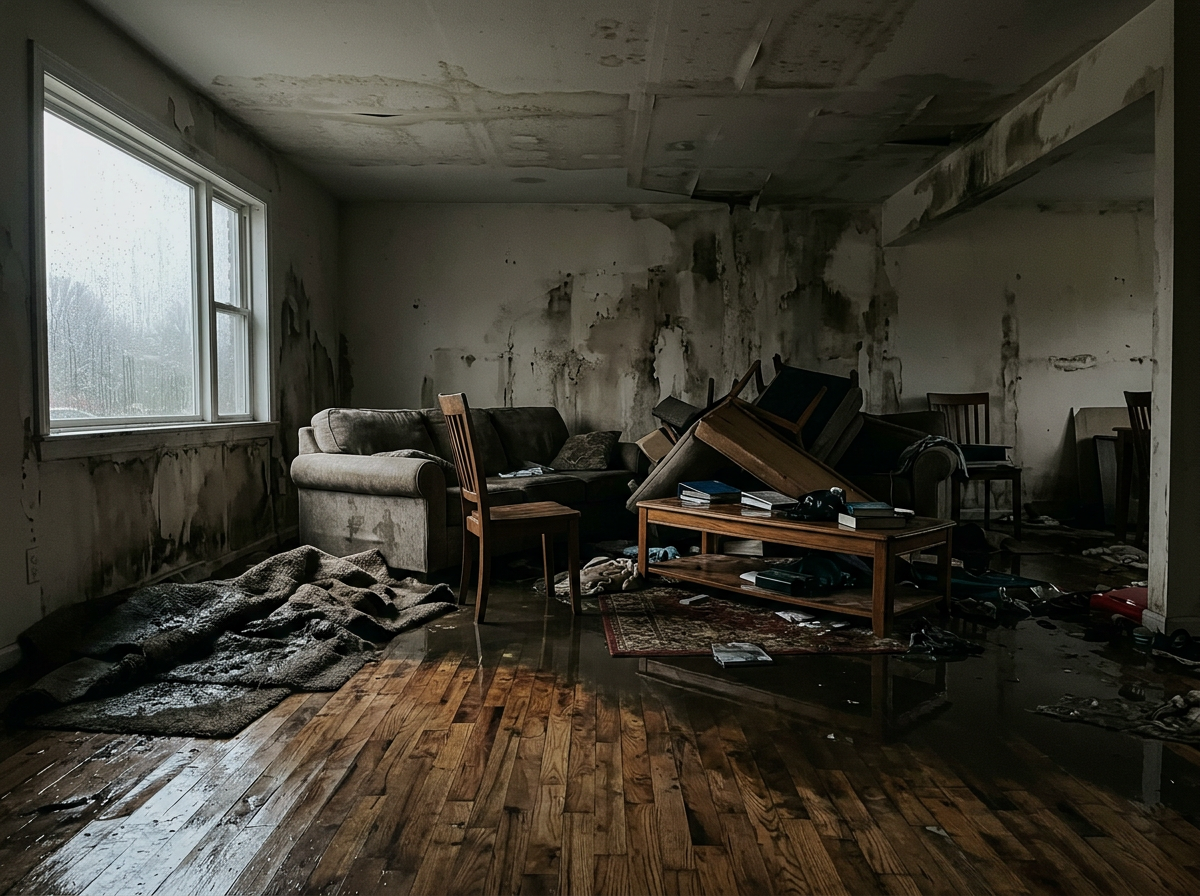 Living Room Water Damage - before restoration