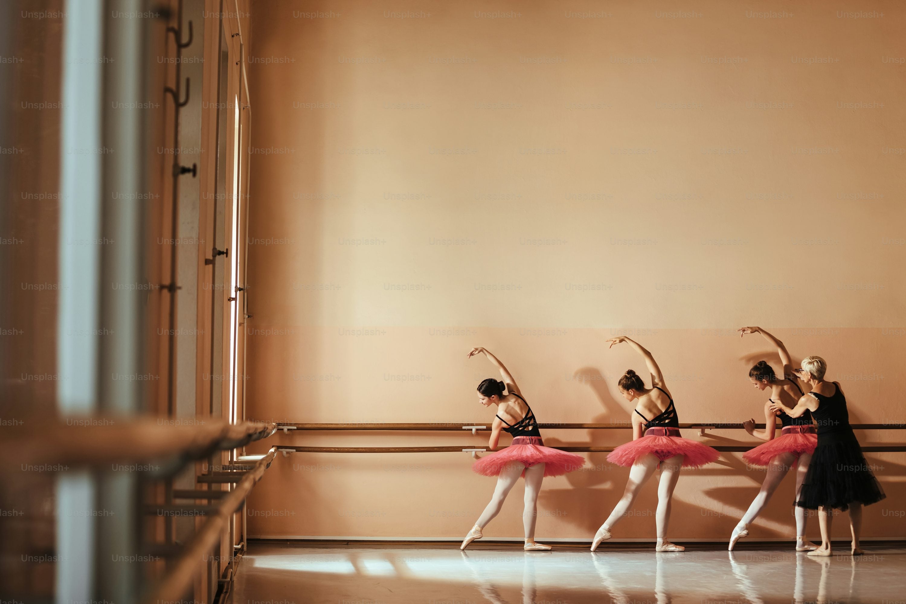 Candid behind-the-scenes moment during a ballet rehearsal
