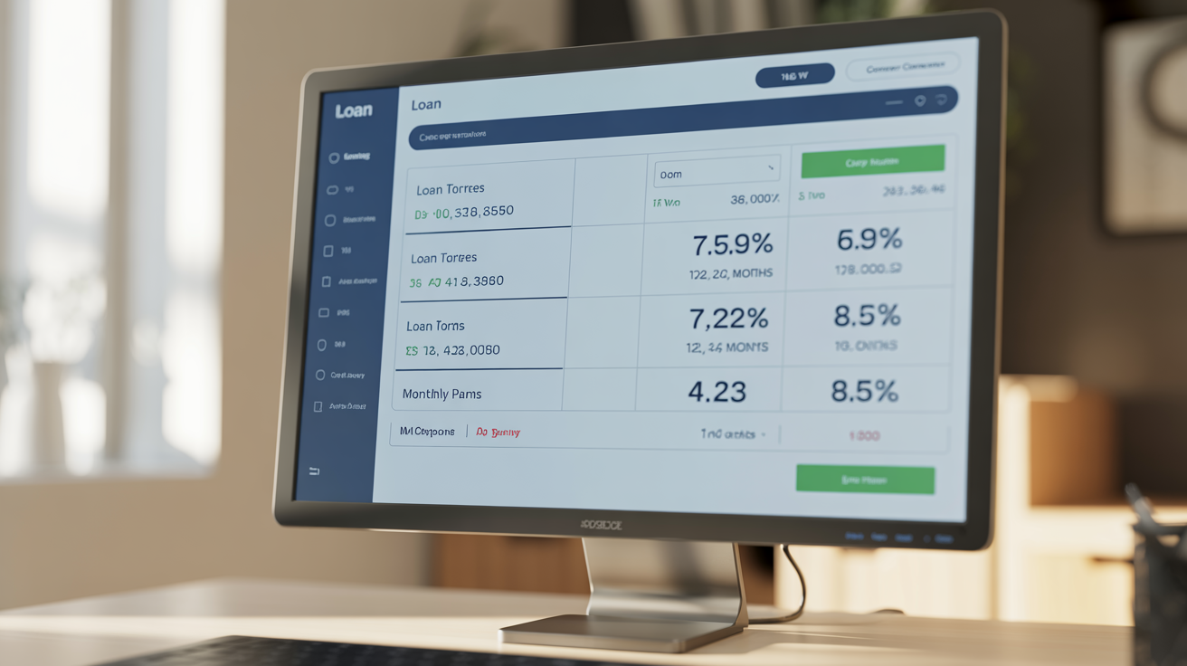 Multiple loan offers comparison on screen showing different rates and terms