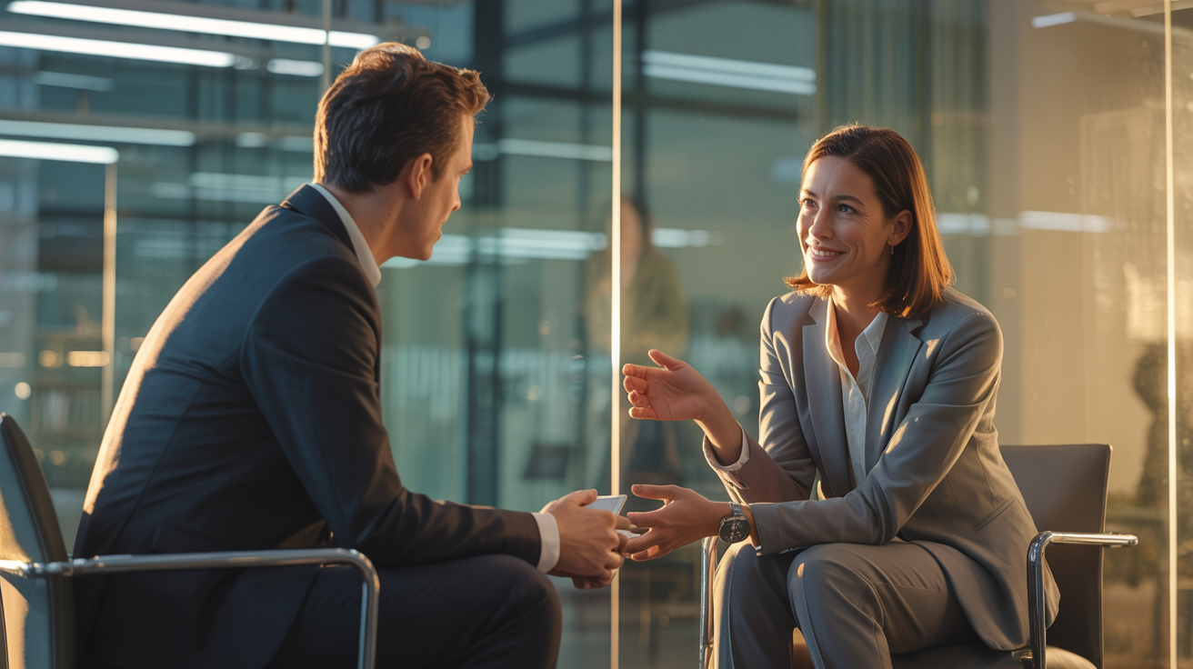 Executive coaching session in a modern office