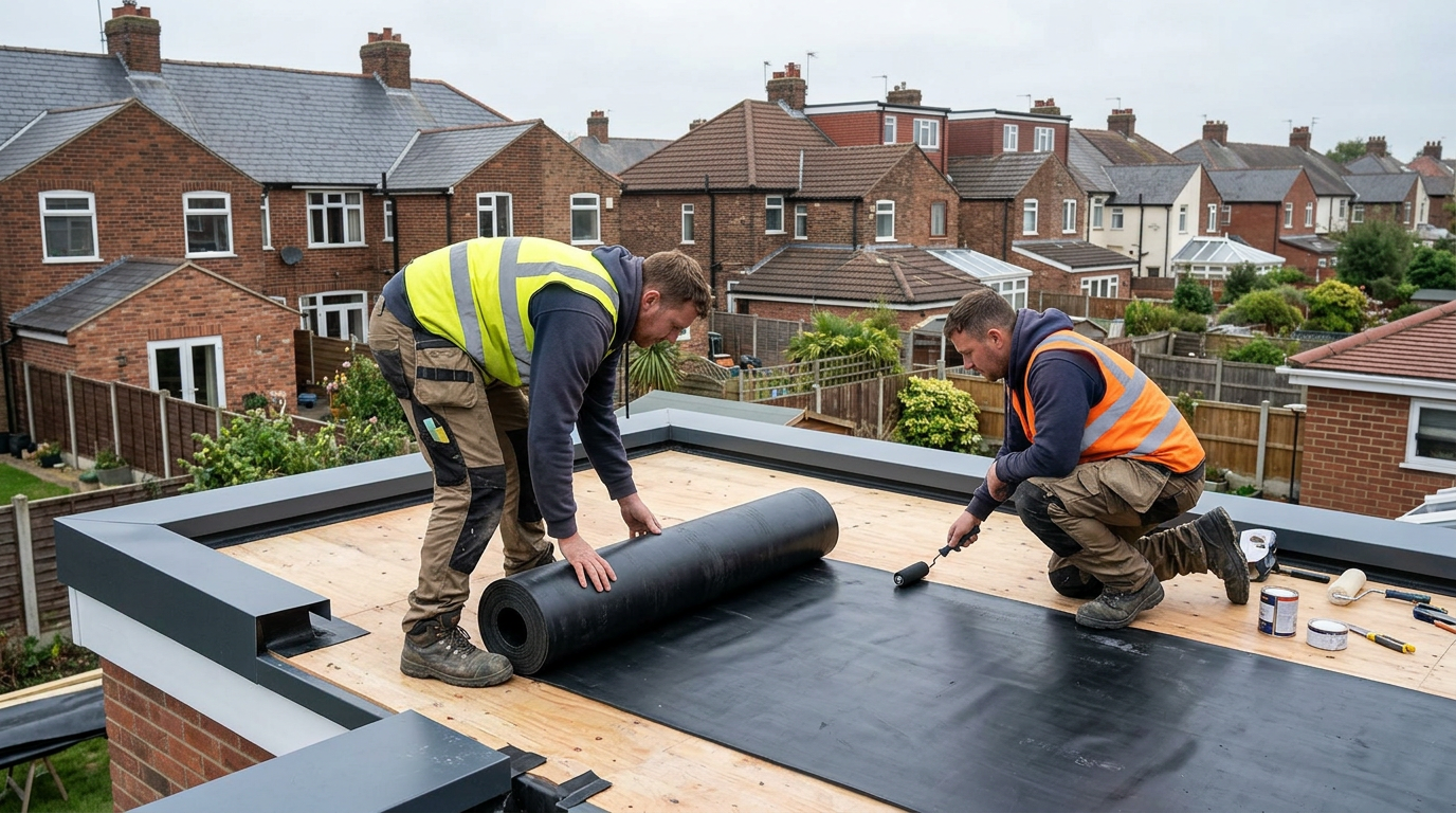 Flat Roofing on a UK home by Welsh Roofing and Building