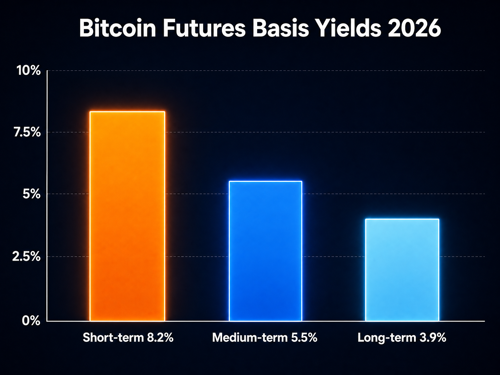 Crypto basis trading yield comparison chart showing annualized returns across different Bitcoin futures contract durations in 2026