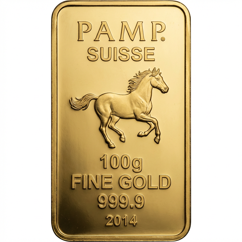 PAMP 100g Lunar Series Horse 2014 Gold Bar