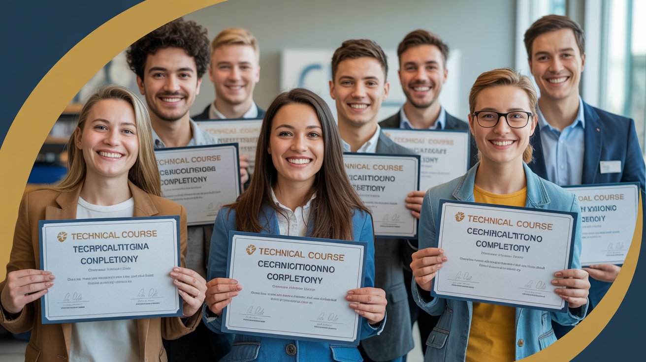 Grupo de formandos com certificados